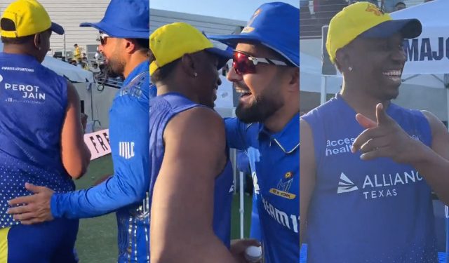 MLC 2023: In a funny exchange, Rashid Khan jump-scares Dwayne Bravo 1 MLC 2023: In a funny exchange, Rashid Khan jump-scares Dwayne Bravo