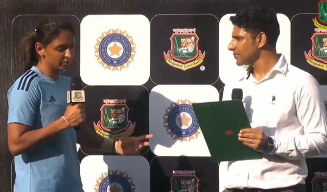When a broadcaster greets Harmanpreet Kaur, the India captain gives a scathing response, according to Jemimah Rodrigues' viral video. 1 When a broadcaster greets Harmanpreet Kaur, the India captain gives a scathing response, according to Jemimah Rodrigues' viral video.