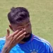 Hardik Pandya breaks down during the national anthem in the first Twenty20 match between WI and IND. 7 Hardik Pandya