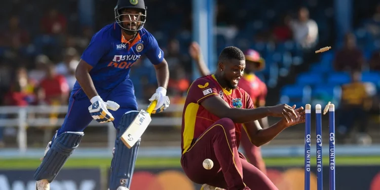 In the sixth WI versus IND T20I, Romario Shepherd explains the strategy that outwitted Sanju Samson: "The plan was to hit the wicket."