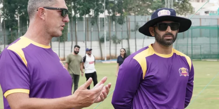 Abhishek Nayar, an assistant coach for KKR, is thrilled to be helping out at the UP Warriorz off-season training camp in Bengaluru. 1 Abhishek Nayar, an assistant coach for KKR, is thrilled to be helping out at the UP Warriorz off-season training camp in Bengaluru.