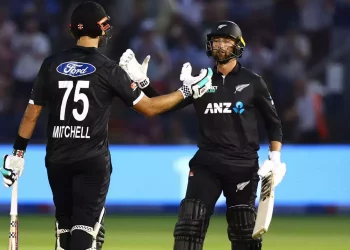 New Zealand scores a goal to take the lead.