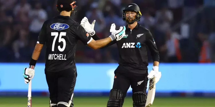 New Zealand scores a goal to take the lead. 1 New Zealand scores a goal to take the lead.