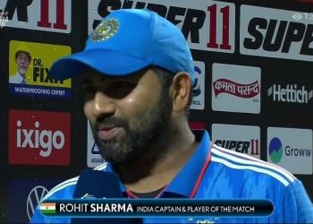 During the unveiling of India's World Cup roster, Rohit Sharma tells a reporter, "Don't ask such questions because I won't answer."