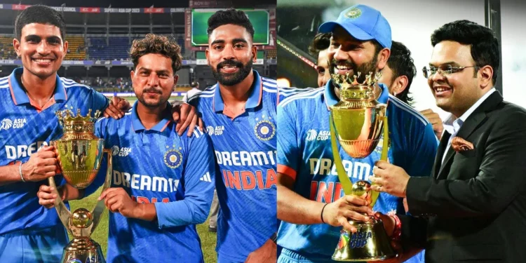 As India won its eighth title, Mohammed Siraj presented the Asia Cup trophy to whom? 1 As India won its eighth title, Mohammed Siraj presented the Asia Cup trophy to whom?