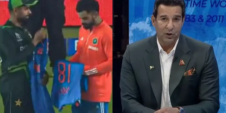 Wasim Akram criticizes Babar Azam for getting an autographed India jersey from Virat Kohli following a demeaning defeat, saying, "Today was not the day." 1 Wasim Akram criticizes Babar Azam for getting an autographed India jersey from Virat Kohli following a demeaning defeat, saying, "Today was not the day."