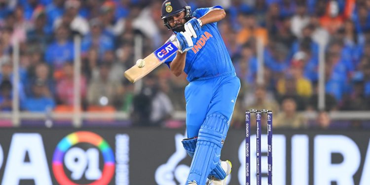 Shot of the Day: Rohit Sharma launches Matt Henry for a massive six in the second over of India vs. New Zealand's ODI World Cup 2023 match.