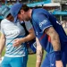 Reece Topley sustains a finger injury during South Africa's match at the ODI World Cup in 2023. 6 Reece Topley sustains a finger injury during South Africa's match at the ODI World Cup in 2023.