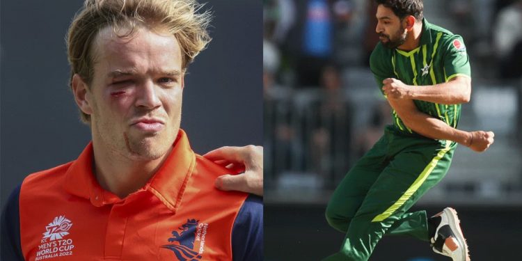 World Cup 2023: Haris Rauf receives a wink from Bas de Leede after being launched for a six 1 Haris Rauf