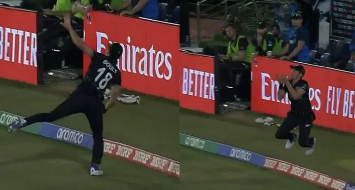 To end Bas de Leede's inning in the CWC 2023, acrobatic Trent Boult pulls off a stunning play at long-off. 1 Trent Boult