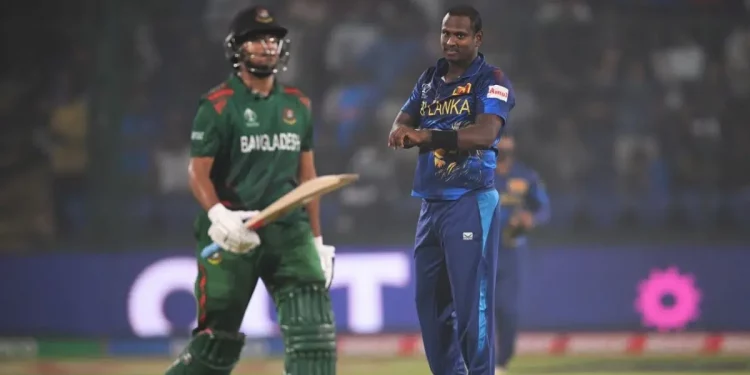 CWC 2023: In a verbal altercation with Shanto over Angelo Mathews' timed-out dismissal, Samarawickrama 1 Angelo Mathews