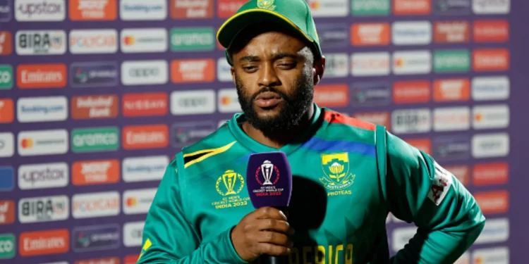 Temba Bavuma tests his hamstring in the optional training session in South Africa.