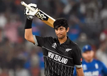 Shot of the Day: During NZ vs. SL ODI World Cup 2023 in Bengaluru, Rachin Ravindra slog sweeps Dhananjaya de Silva ten rows back. 7 Rachin Ravindra