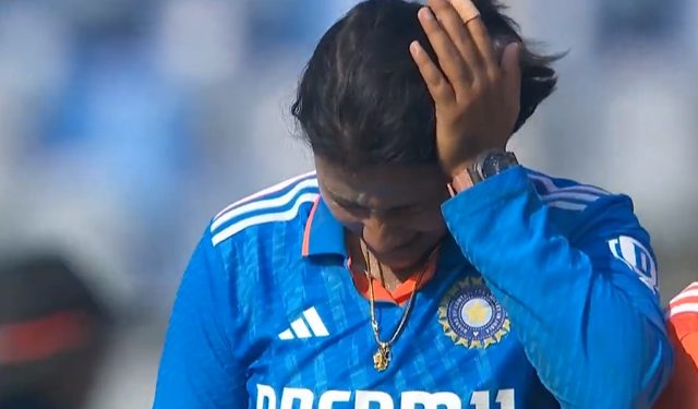 IND-W versus AUS-W: Sneh Rana takes off from the ground following an inadvertent run-in with Pooja Vastrakar 1 Sneh Rana takes off from the ground following an inadvertent run-in with Pooja Vastrakar