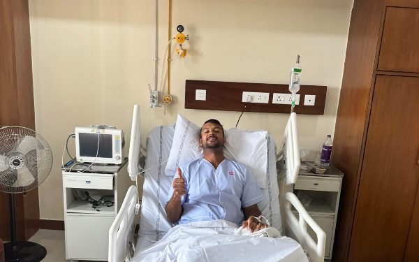 Mayank Agarwal provides a hospital health report following a medical emergency. 1 Mayank Agarwal provides a hospital health report following a medical emergency.