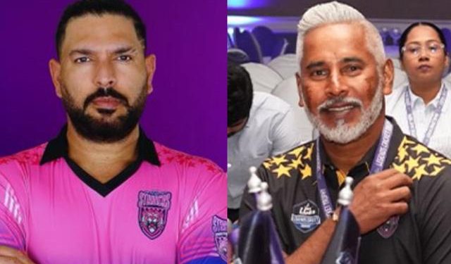 Coach Chaminda Vaas and captain Yuvraj Singh are upbeat about the current Legends Cricket Trophy campaign. 1 Coach Chaminda Vaas and captain Yuvraj Singh are upbeat about the current Legends Cricket Trophy campaign.