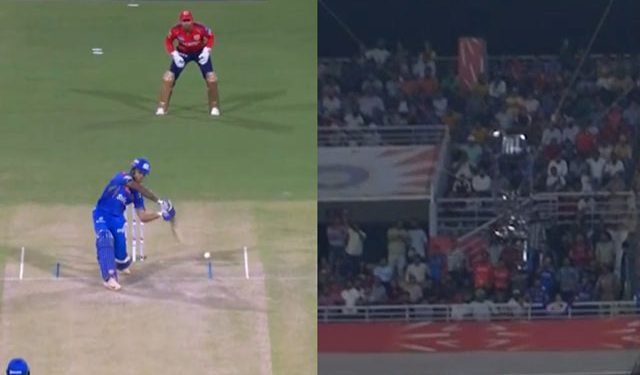 Harshal Patel reacts angrily as Tilak Varma's crazy slog hits the spider cam during PBKS vs. MI 1 Harshal Patel reacts angrily as Tilak Varma's crazy slog hits the spider cam during PBKS vs. MI