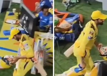 IPL 2024: Ravindra Jadeja steps in front of MS Dhoni to tease the Chepauk crowd, but he quickly retreats