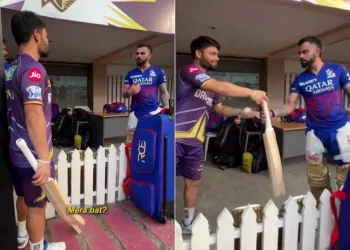 IPL 2024: After shattering the first bat, Rinku Singh asks Virat Kohli for another