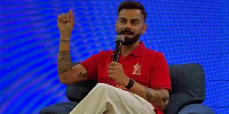 During an RCB event, Virat Kohli reprimands broadcasters, saying, "Can't talk about favorite chole bhature place."