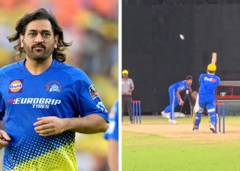 Watch: During a CSK practice, MS Dhoni launches his signature helicopter shot against Matheesha Pathirana.