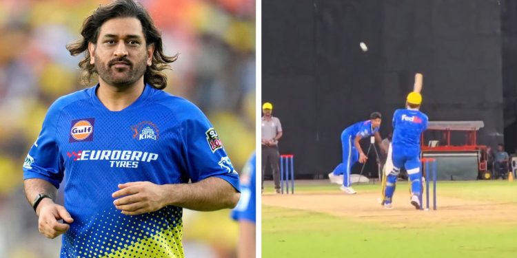 Watch: During a CSK practice, MS Dhoni launches his signature helicopter shot against Matheesha Pathirana.