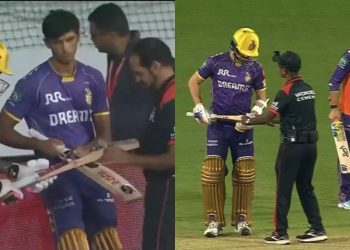 [WATCH] Against PBKS, KKR players Narine, Russell, and Nortje fail bat gauge tests