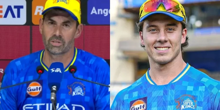 Stephen Fleming on Dewald Brevis's possible selection versus SRH: "He is one of the options that we will look at." 1 Stephen Fleming on Dewald Brevis's possible selection versus SRH: "He is one of the options that we will look at."