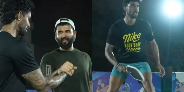 WATCH: If Vijay Deverakonda loses to Tilak Varma in a pickleball match, he promises to wear a MI shirt.