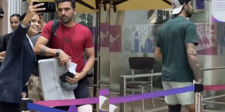 [WATCH] Mumbai Indians players Tilak Varma and Deepak Chahar are spotted wearing straps around their left thigh; are they injured?