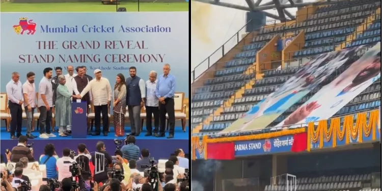 At Wankhede Stadium, MCA reveals the stands for Rohit Sharma, Ajit Wadekar, and Sharad Pawar.