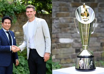 ENG vs IND 2025: Tendulkar, Anderson pose with their namesake trophy