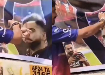 [WATCH] IPL 2025: Devoted Virat Kohli supporter does 'Blood Tilak' on poster following RCB’s title win