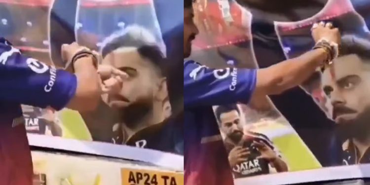 [WATCH] IPL 2025: Devoted Virat Kohli supporter does 'Blood Tilak' on poster following RCB’s title win