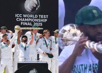 Temba Bavuma'shoots' ICC Test Mace as South Africa wins WTC Final 2025, viral video