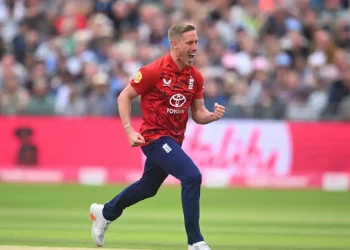 [Watch] Luke Wood hits the first ball to send Evin Lewis back for a golden duck in ENG vs. WI 2025