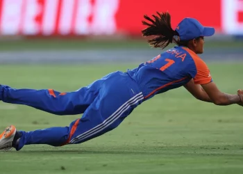 Radha Yadav's stunning catch removes Amy Jones in T20I thriller