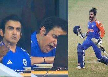 Gautam Gambhir bangs table in joy as Tilak Varma smashes Haris Rauf for six