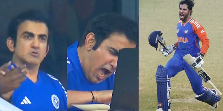 Gautam Gambhir bangs table in joy as Tilak Varma smashes Haris Rauf for six