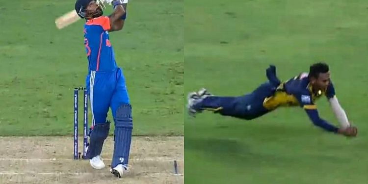 Chameera’s Stunning Caught & Bowled to Dismiss Hardik
