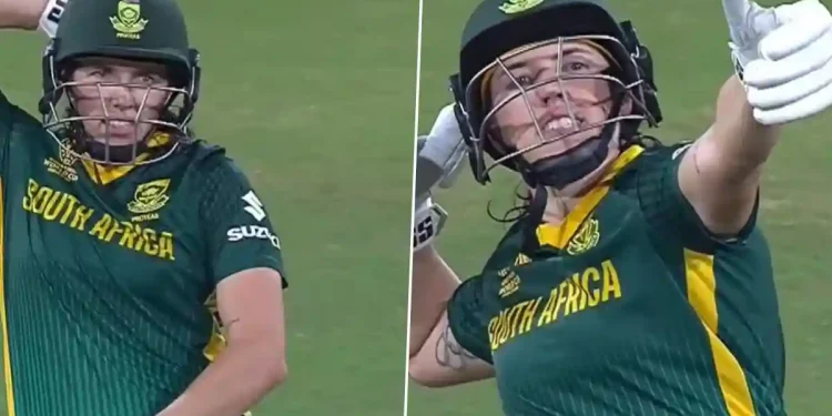 Tazmin Brits Scores Hundred, Celebrates with Bow-and-Arrow