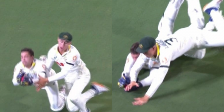 Alex Carey hangs on despite collision with Labuschagne 1 Alex Carey hangs on despite collision with Labuschagne