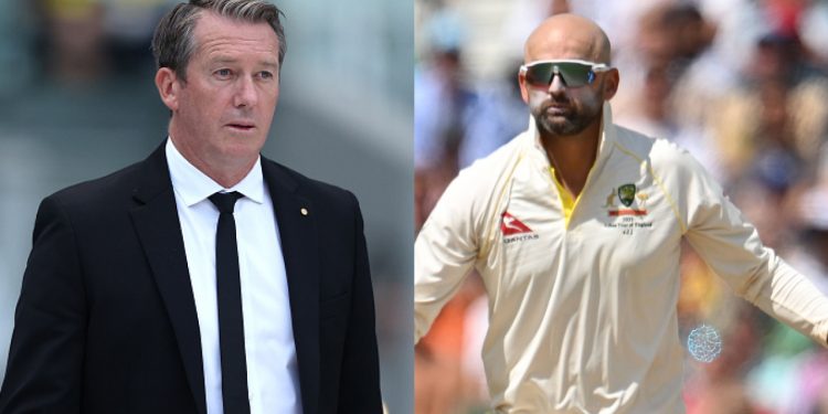 McGrath Watches as Lyon Goes Past Him 1 McGrath Watches as Lyon Goes Past Him